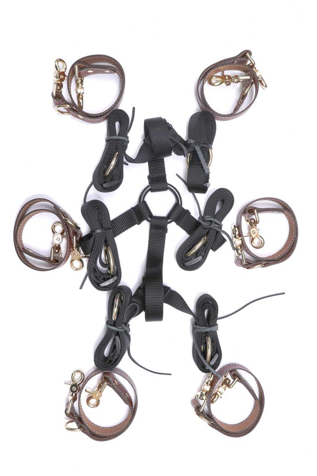Finn - Mocha Leather 6 Point Under Mattress Bondage Restraint System - DDB