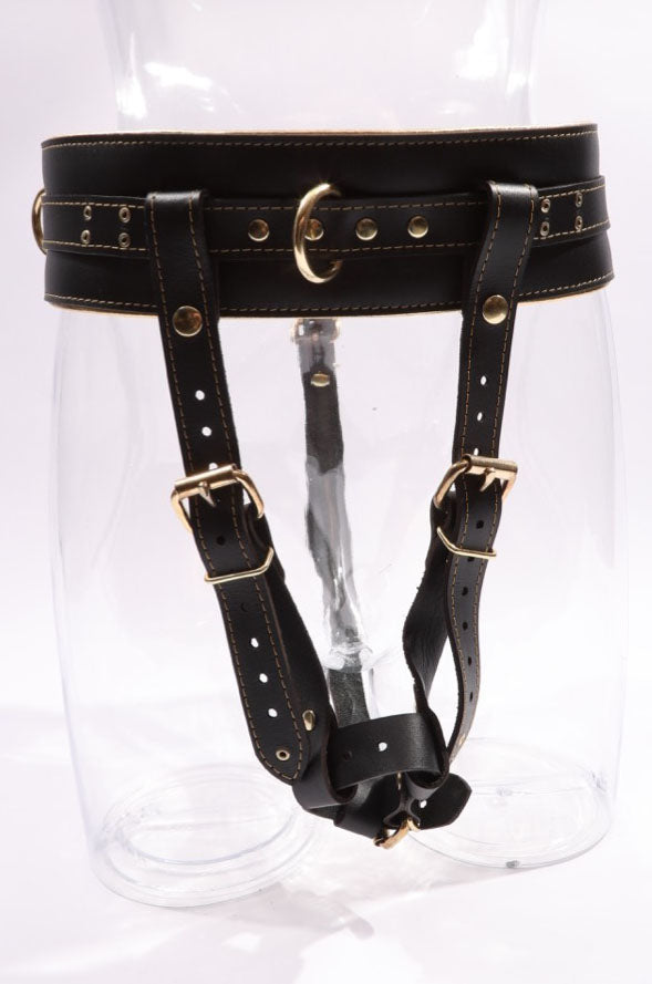 Sonya - Special Edition Metallic Sapphire Leather BDSM Forced Orgasm Belt Attachment - DDB