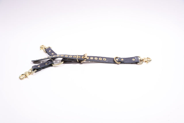 Sonya - Special Edition Metallic Sapphire Leather BDSM Adjustable Y Hogtie - DDB