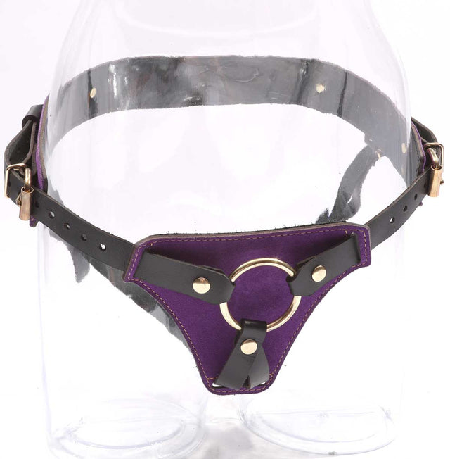 Athena - Special Edition Royal Purple Suede BDSM Strap On Harness - DDB