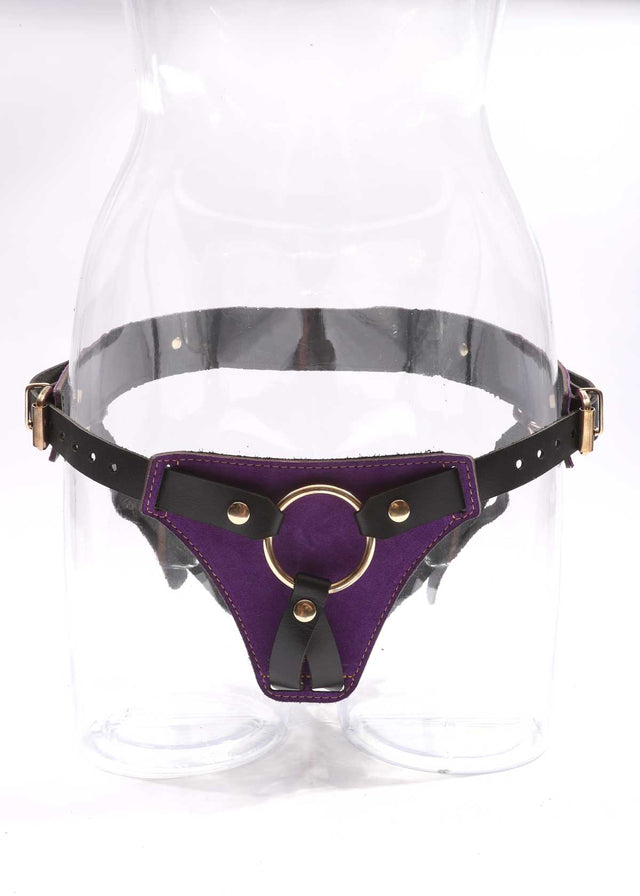 Athena - Special Edition Royal Purple Suede BDSM Strap On Harness - DDB