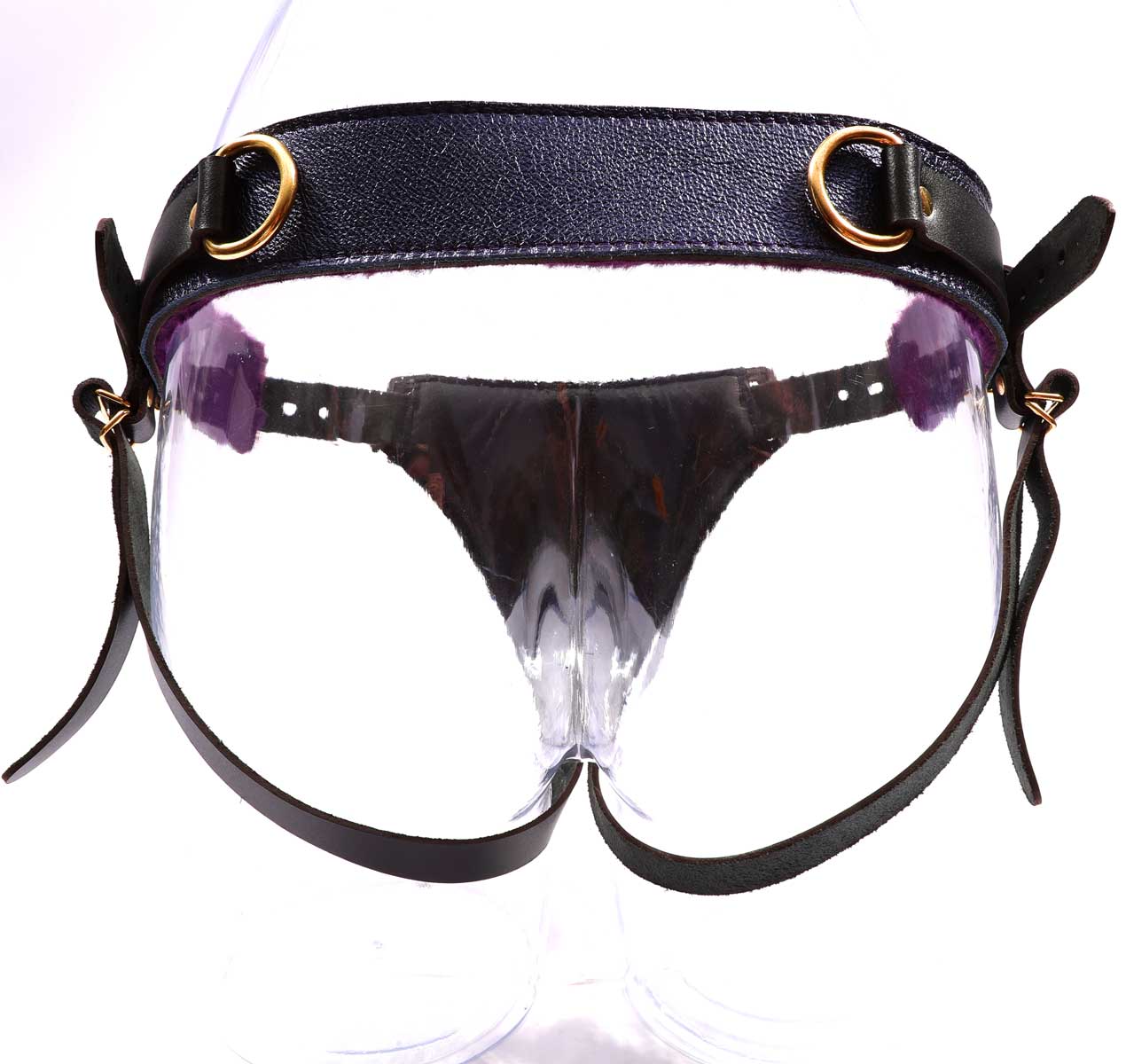 Sonya - Special Edition Metallic Sapphire Leather BDSM Strap On Harness - DDB