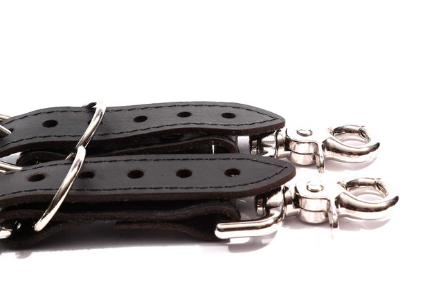 Mandrake - Premium Leather Adjustable Bondage Garters - DDB