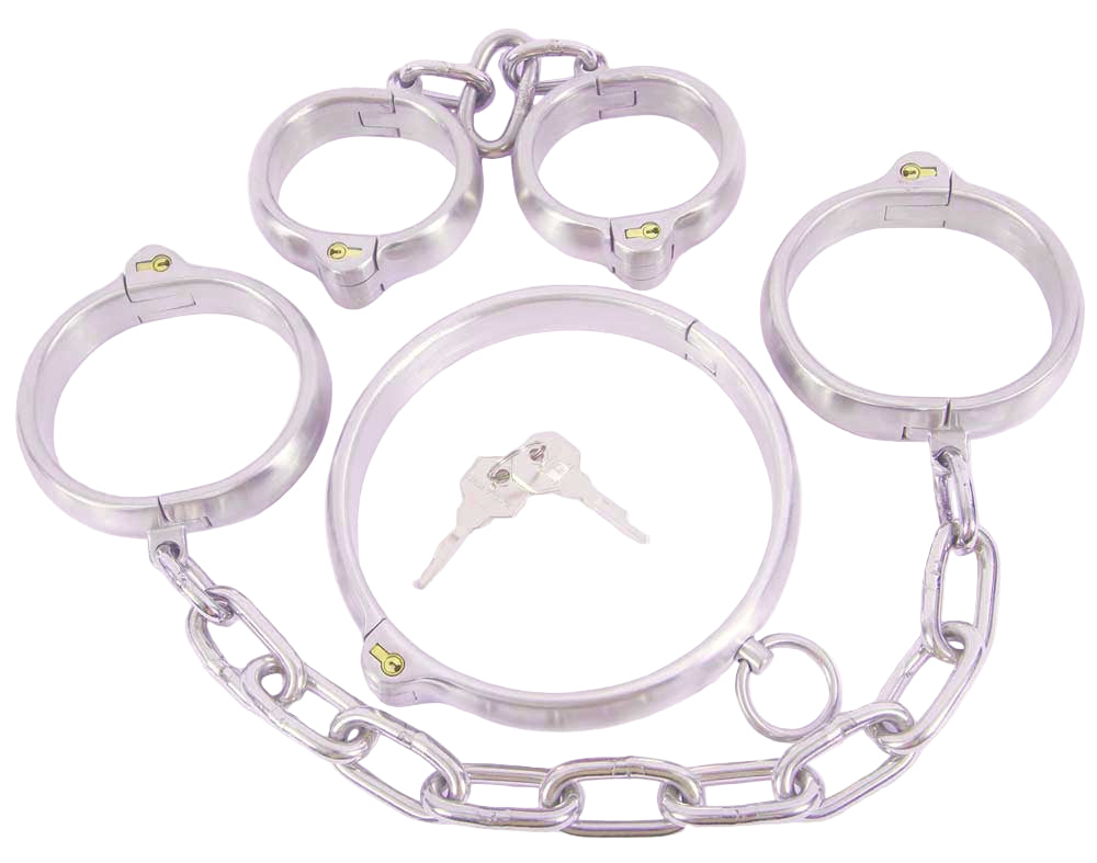 Asteria's Binds Stainless Steel Locking Cuffs Set with Chain