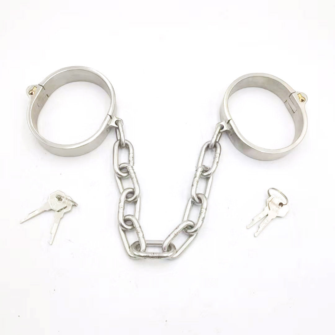 Nyx’s Nocturnal Stainless Steel Locking Wrist Cuffs with Chain - DDB