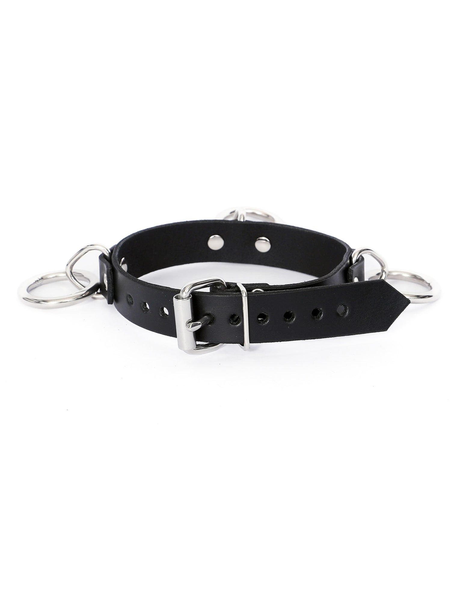 Classic Triple Ring Leather Collar - Dark Desires Boutique