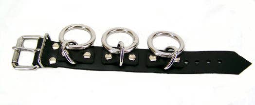Triple Ring Leather Bondage Bracelet - Dark Desires Boutique