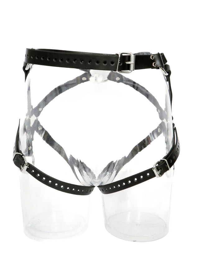 Leather Garter Belt with Restraint Points - Dark Desires Boutique