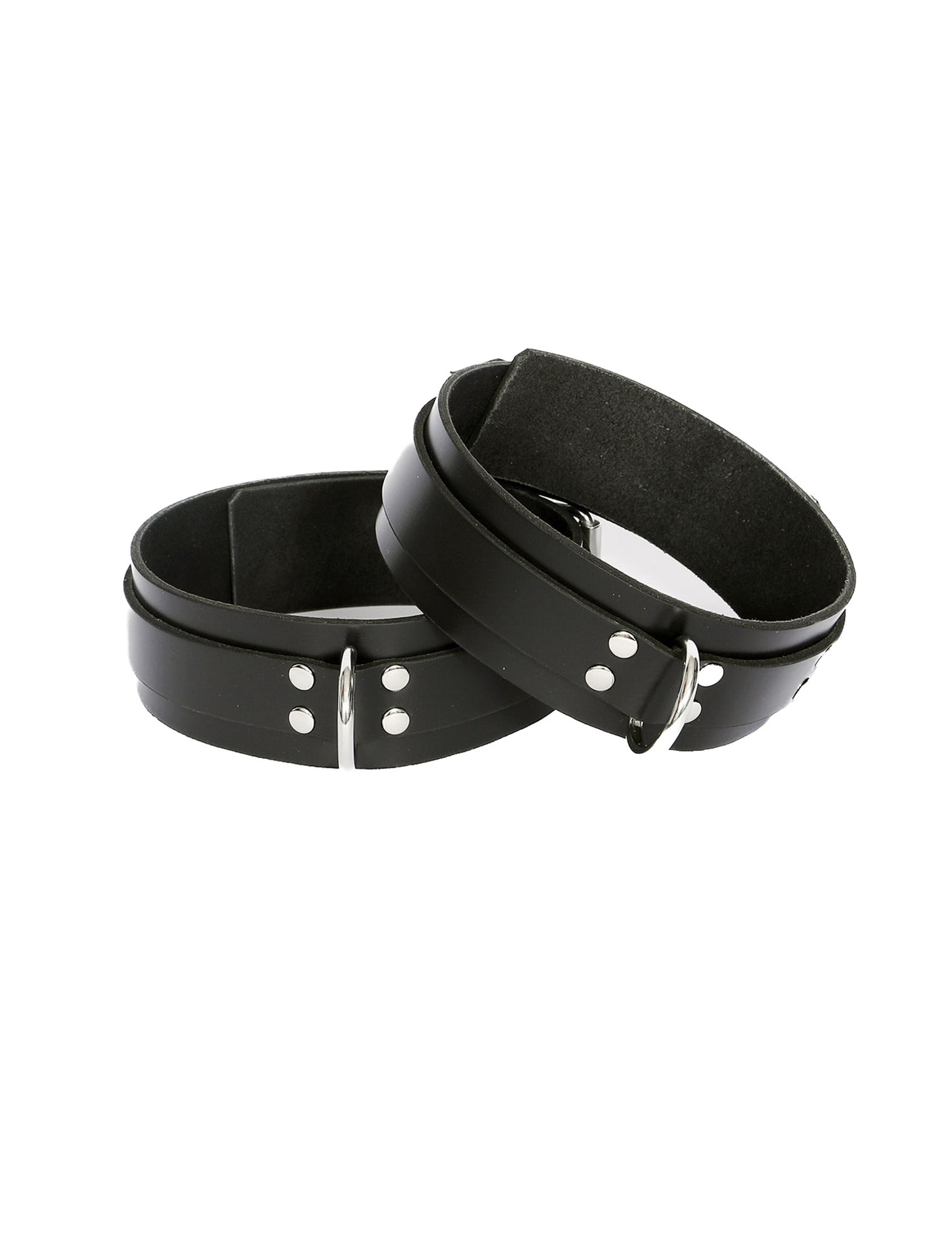 Unlined Black Leather Thigh Cuffs - Dark Desires Boutique