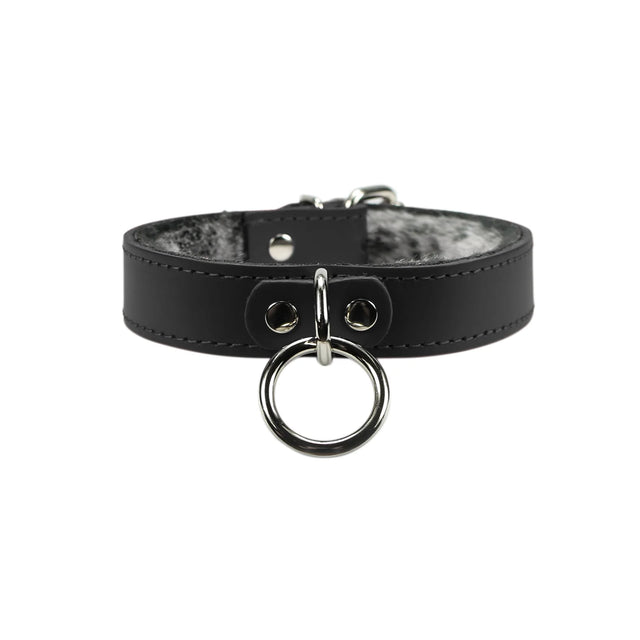 Kamila Premium Full Grain Luxury Leather Fur Lined Collar - Dark Desires Boutique