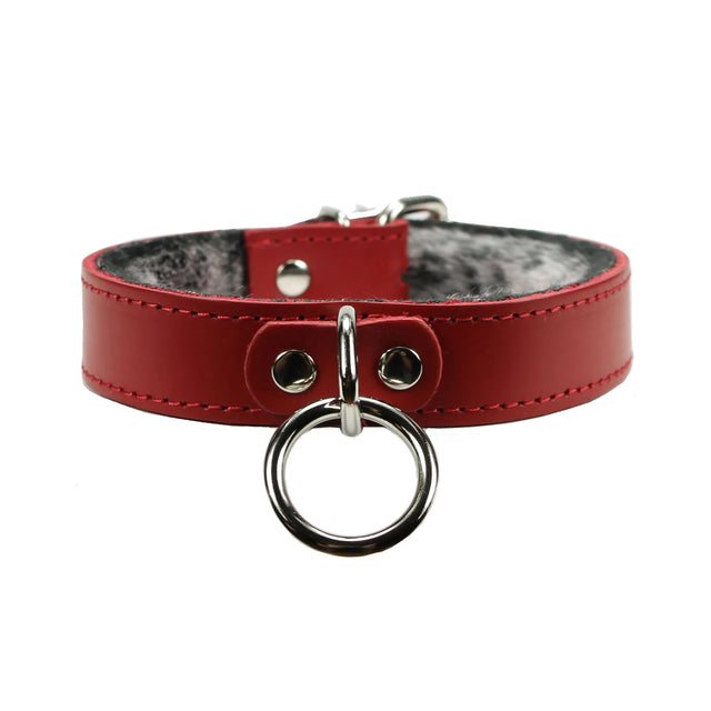 Kamila Premium Full Grain Luxury Leather Fur Lined Collar - Dark Desires Boutique
