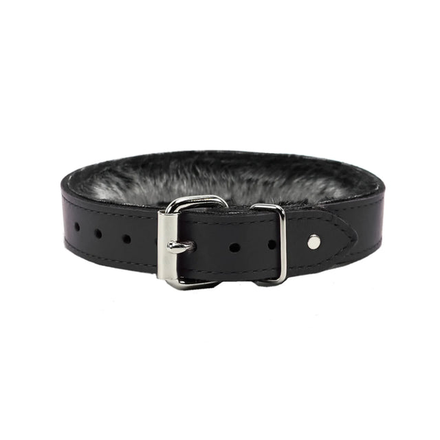 Kamila Premium Full Grain Luxury Leather Fur Lined Collar - Dark Desires Boutique