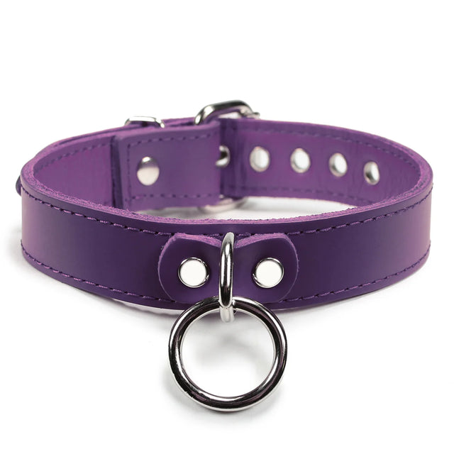 Myles Premium Full Grain Leather O Ring BDSM Collar - Dark Desires Boutique
