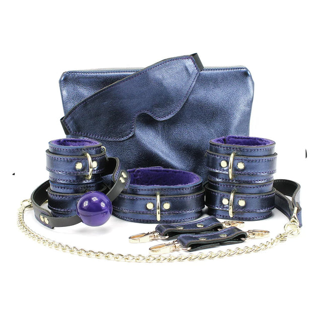 Sonya Sapphire Metallic Special Edition BDSM Leather Storage Case - Dark Desires Boutique