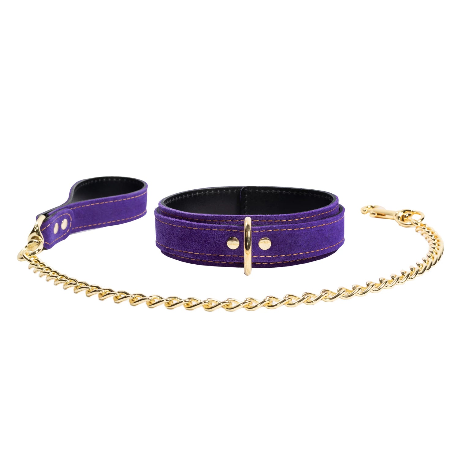 Athena Royal Purple Suede Collar & Leash Set - Dark Desires Boutique