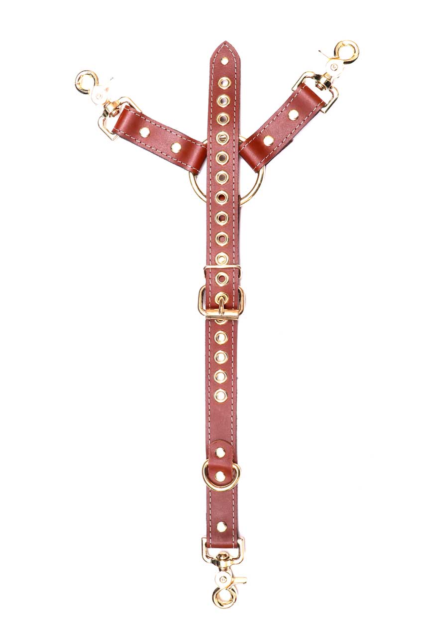 Leather BDSM Adjustable Y Hogtie