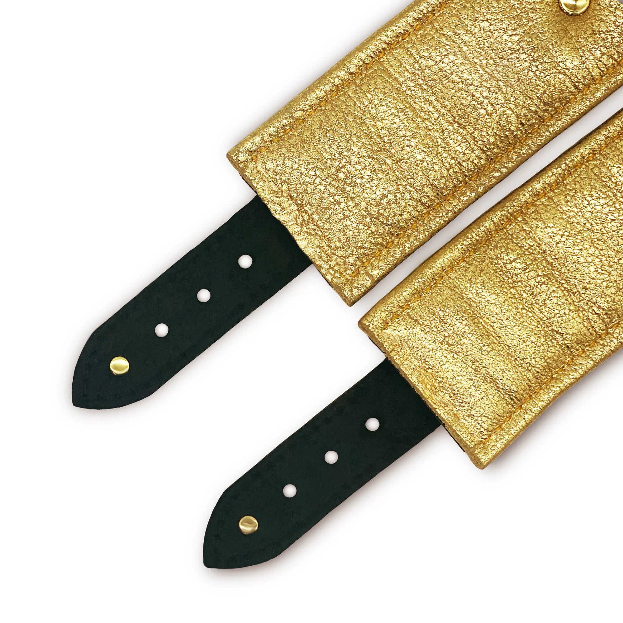 Theodora - Black and Gold Leather Restraint Collection - Dark Desires Boutique