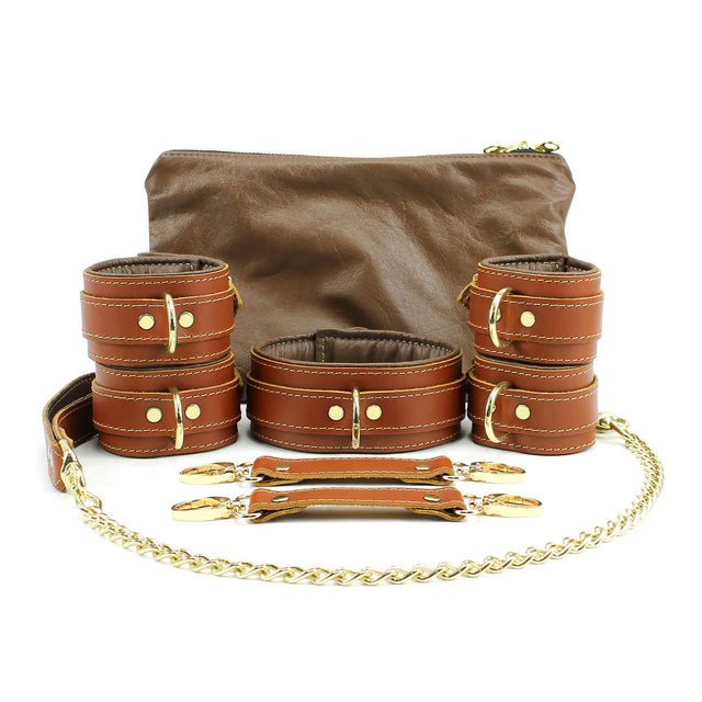 Finn - Mocha Padded Leather BDSM Restraint Collection - Dark Desires Boutique