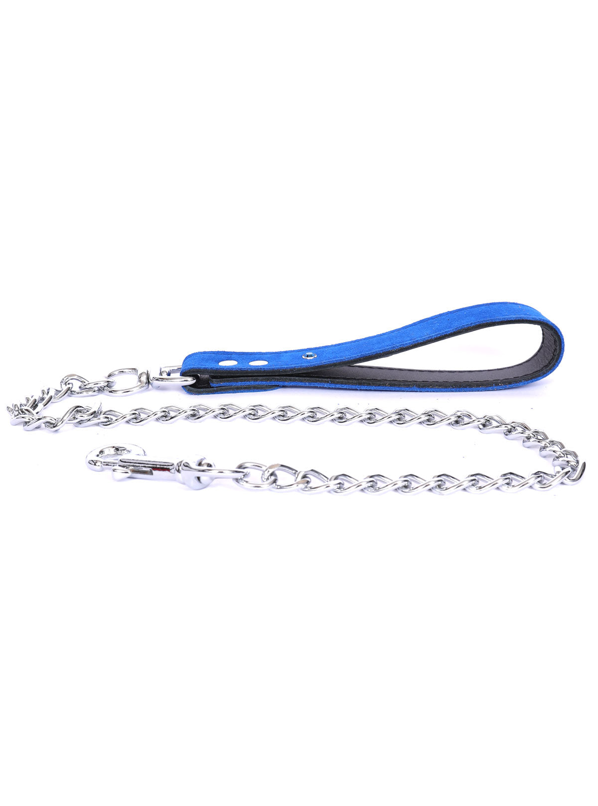 Daphne - Cobalt Suede Collar & Leash Set Enhanced with Swarovski Crystals - Dark Desires Boutique