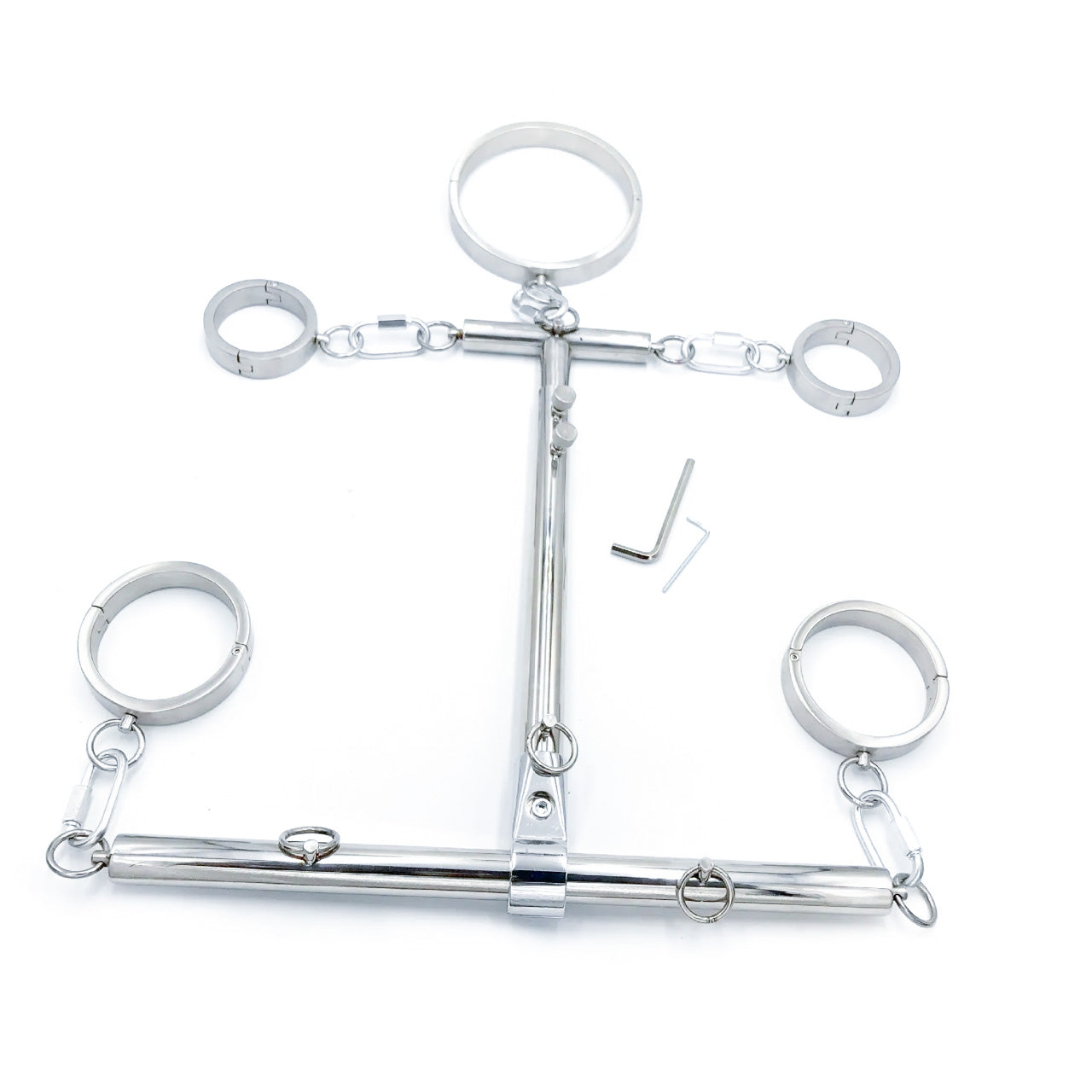 Steel Bar and Stainless Cuffs Set - Dark Desires Boutique