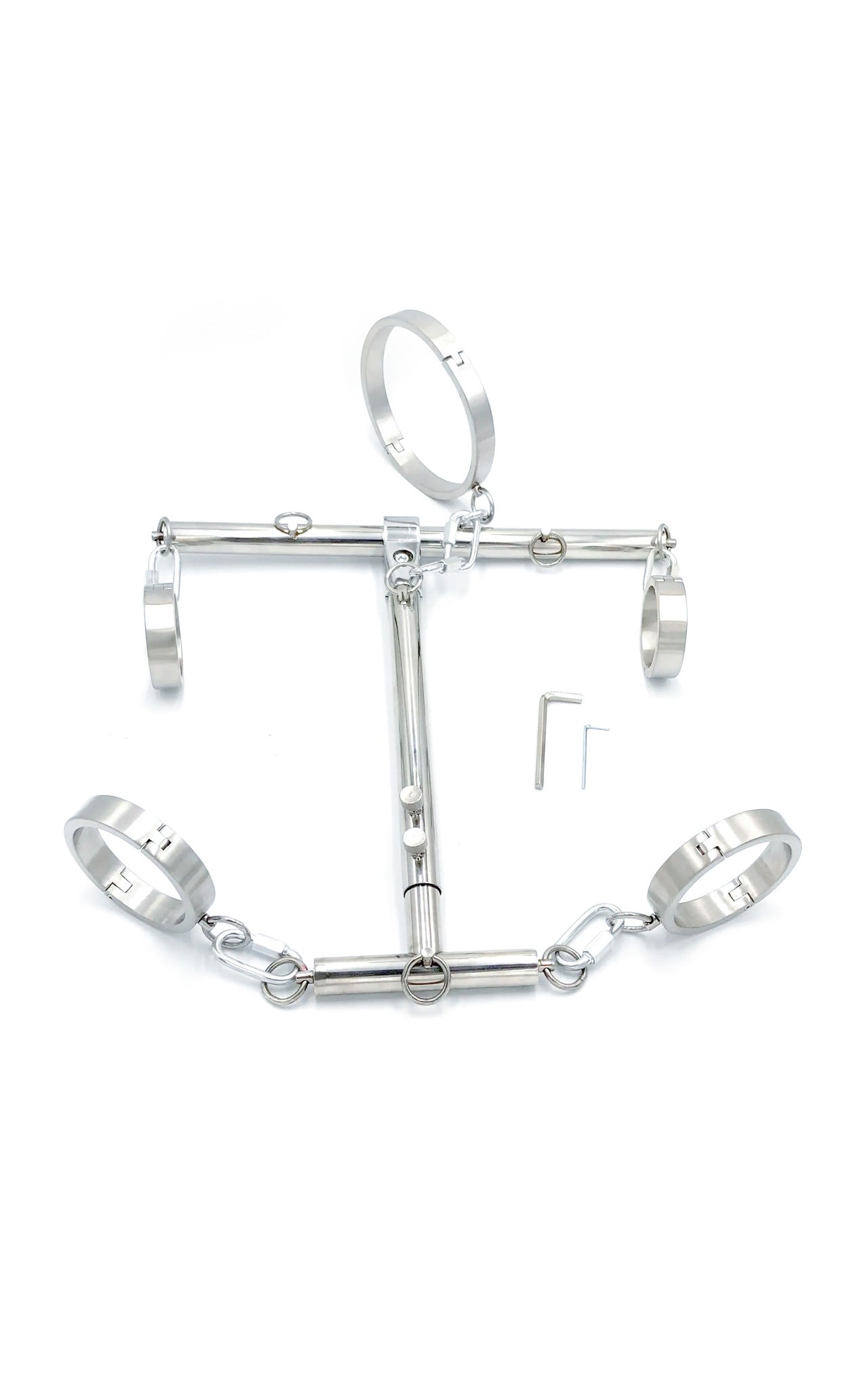 Steel Bar and Stainless Cuffs Set - Dark Desires Boutique