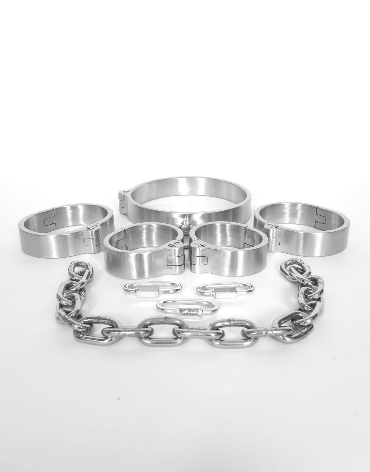 Stainless Steel BDSM Cuff and Collar Set - Dark Desires Boutique