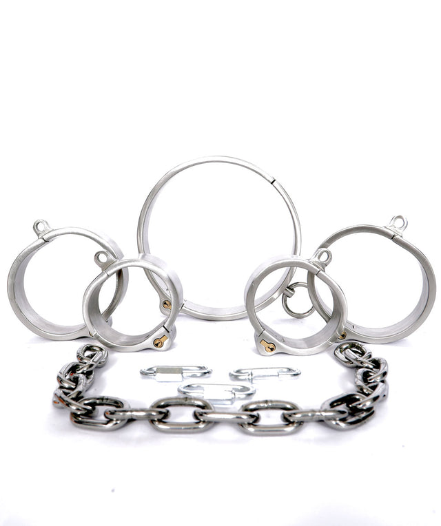 Stainless Steel BDSM Cuff and Collar Set - Dark Desires Boutique