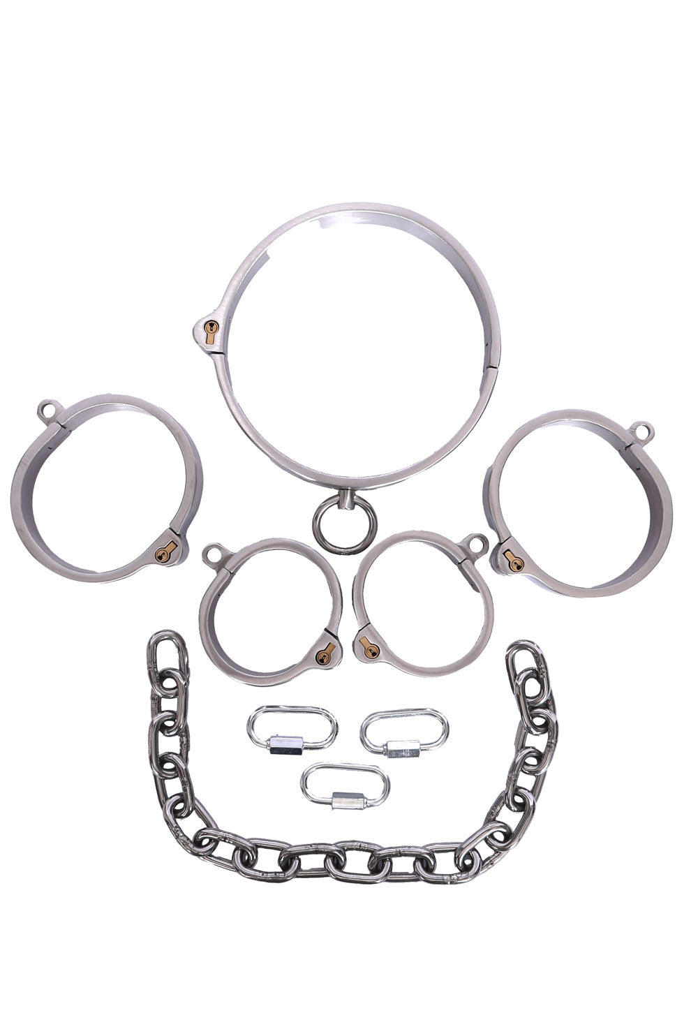 Stainless Steel BDSM Cuff and Collar Set - Dark Desires Boutique