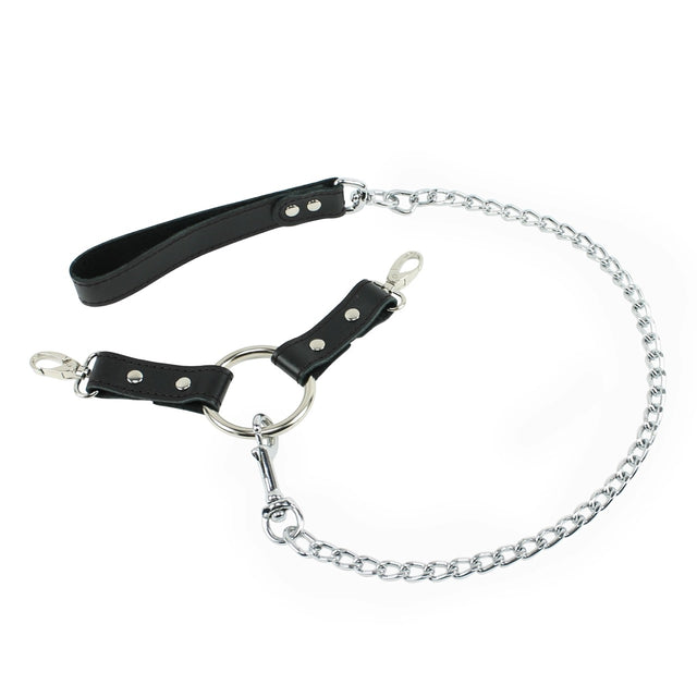 Mandrake Leather 2 Way BDSM Hogtie With Chain Lead - DDB