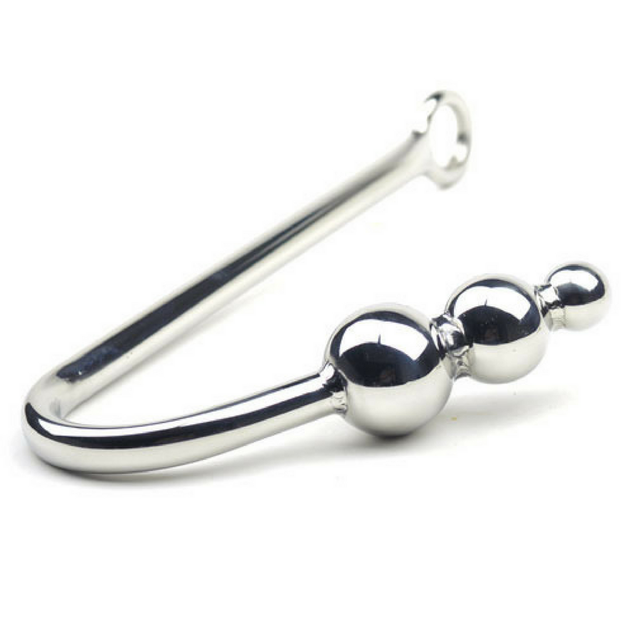 Stainless Steel Bondage Anal Hook - 3 Ball Ripple - DDB