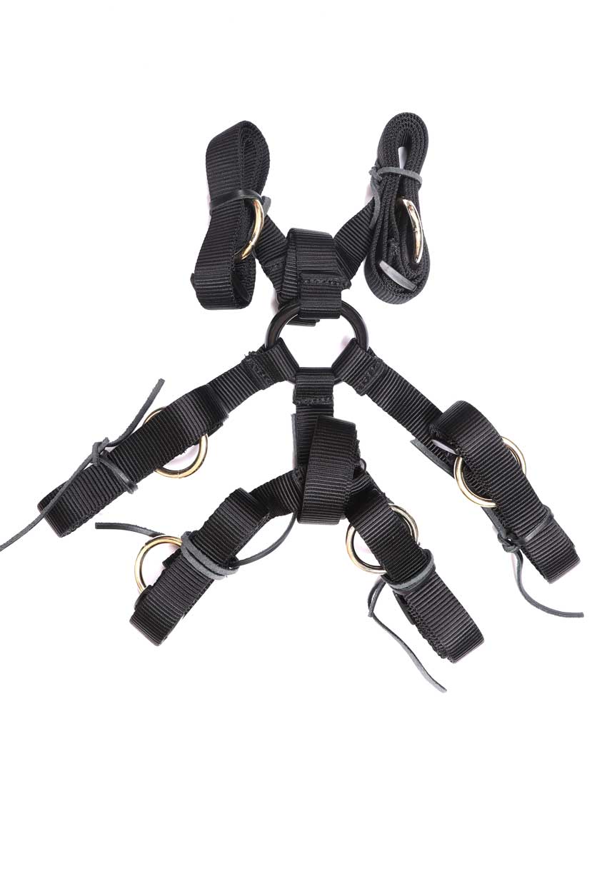 Finn - Mocha Leather 6 Point Under Mattress Bondage Restraint System - DDB