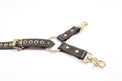 Theodora Black and Gold Leather BDSM Adjustable Y Hogtie - DDB