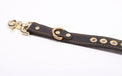 Theodora Black and Gold Leather BDSM Adjustable Y Hogtie - DDB