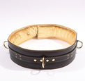 Theodora - Black and Gold Padded Leather BDSM Waist Belt - DDB