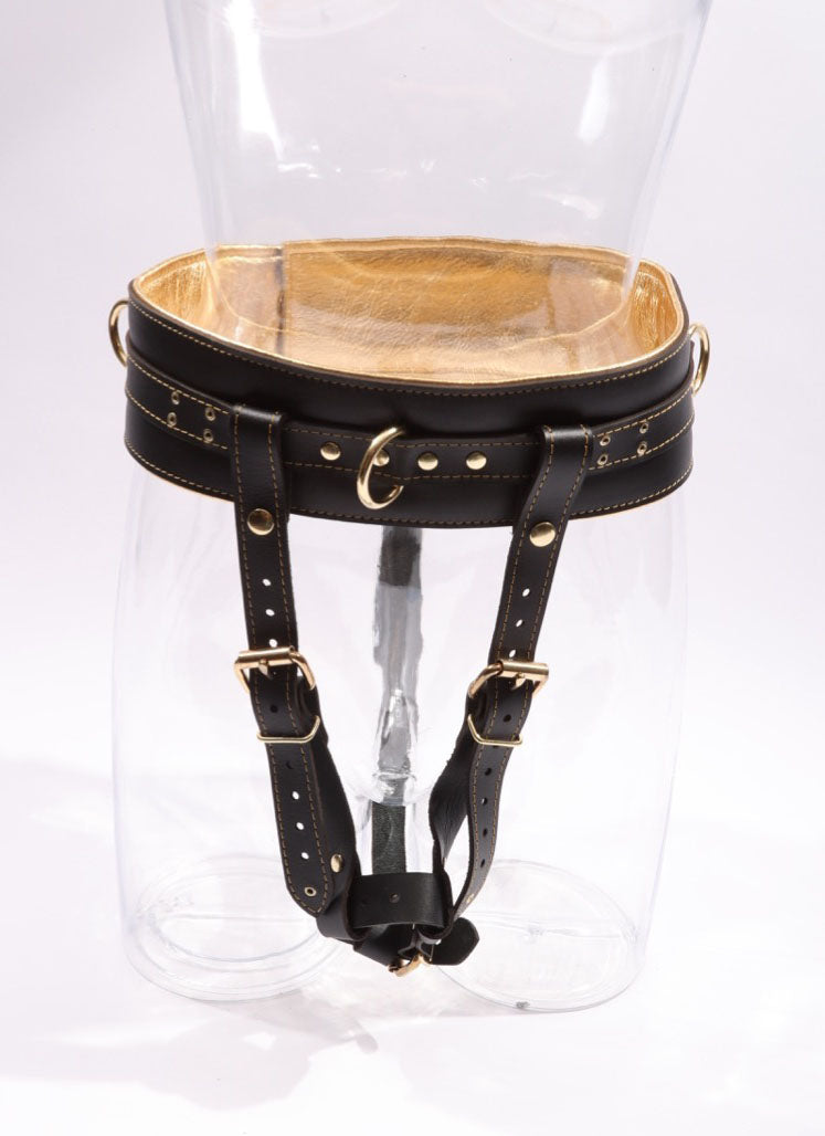 Sonya - Special Edition Metallic Sapphire Leather BDSM Forced Orgasm Belt Attachment - DDB