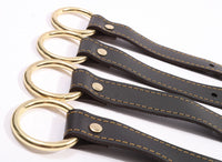 Theodora - Black and Gold Leather BDSM Adjustable Straps - Bed Restraints - DDB