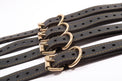 Theodora - Black and Gold Leather BDSM Adjustable Straps - Bed Restraints - DDB