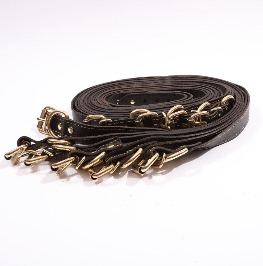 Theodora - Black and Gold Leather 10 Piece Body Strap Set - DDB