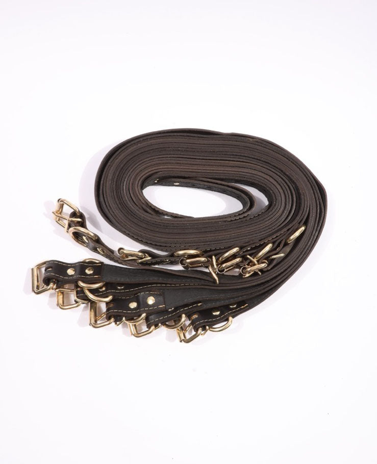 Theodora - Black and Gold Leather 10 Piece Body Strap Set - DDB