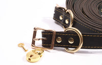 Theodora - Black and Gold Leather 10 Piece Body Strap Set - DDB