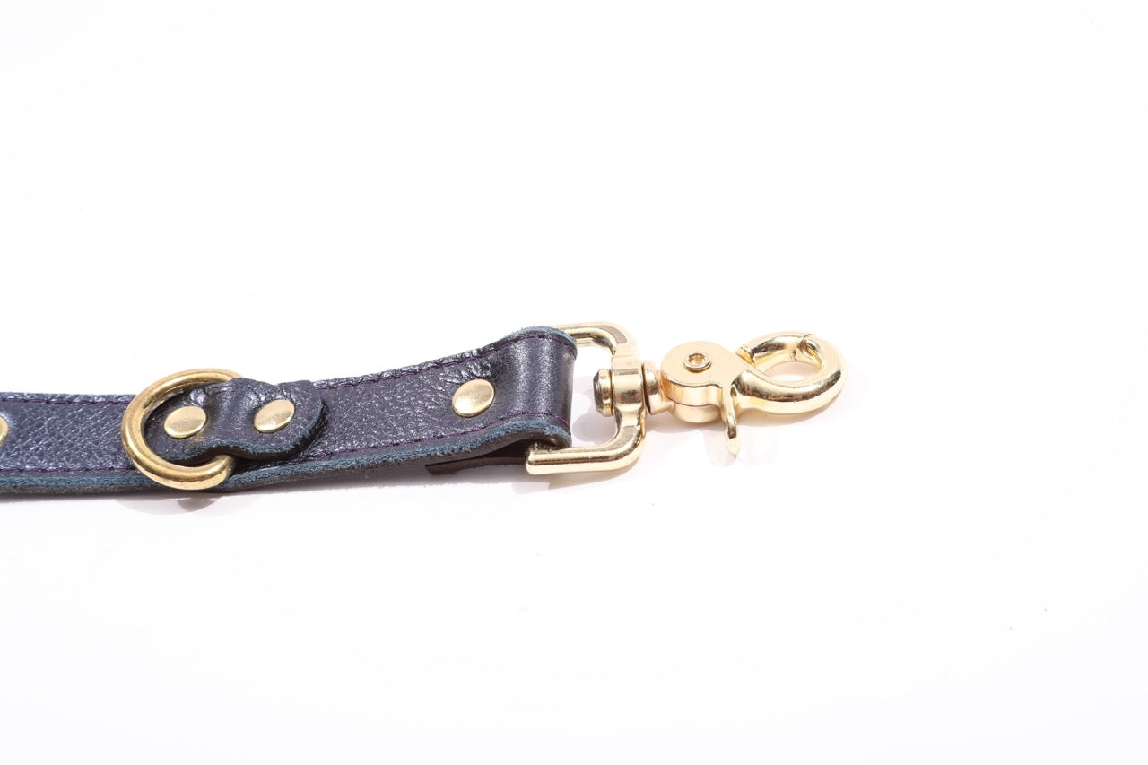Sonya - Special Edition Metallic Sapphire Leather BDSM Adjustable Y Hogtie - DDB