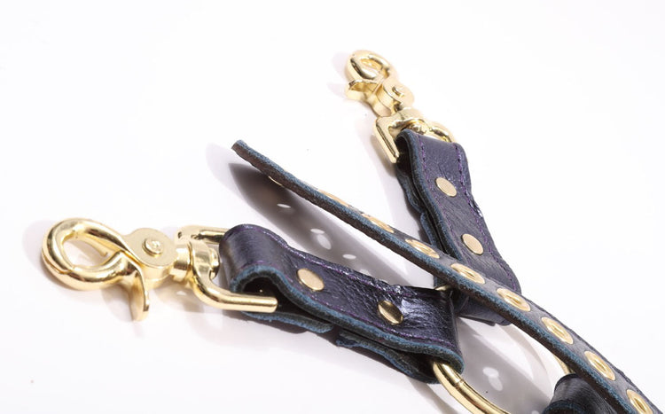 Sonya - Special Edition Metallic Sapphire Leather BDSM Adjustable Y Hogtie - DDB