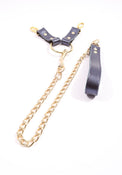 Sonya - Special Edition Metallic Sapphire Leather 2 Way BDSM Hogtie With Chain Lead - DDB