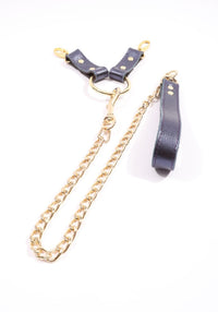 Sonya - Special Edition Metallic Sapphire Leather 2 Way BDSM Hogtie With Chain Lead - DDB