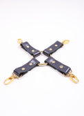 Sonya - Special Edition Metallic Sapphire BDSM Leather Hogtie - DDB