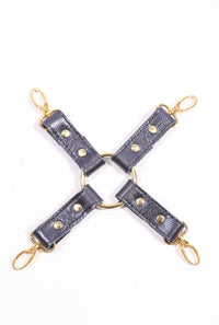 Sonya - Special Edition Metallic Sapphire BDSM Leather Hogtie - DDB