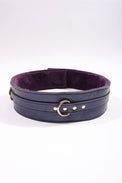 Sonya - Special Edition Metallic Sapphire Leather Faux Fur Lined BDSM Waist Belt - DDB