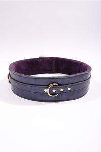 Sonya - Special Edition Metallic Sapphire Leather Faux Fur Lined BDSM Waist Belt - DDB