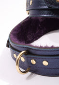 Sonya - Special Edition Metallic Sapphire Leather Faux Fur Lined BDSM Thigh Restraints - DDB