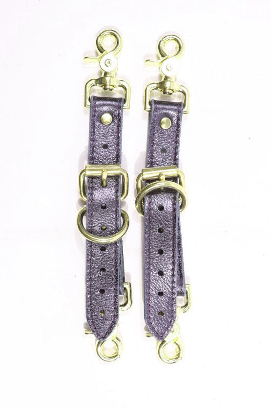 Sonya - Special Edition Metallic Sapphire Leather Adjustable Bondage Garters - DDB